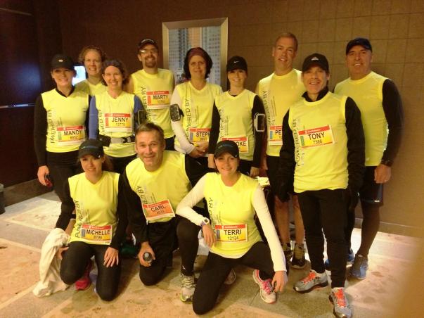 Arrived decked out in my running gear for a photo with my WONDERFUL team! :)